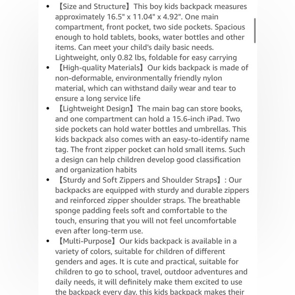 Unisex Kids Backpack School Bag NWOT - Picture 8 of 8